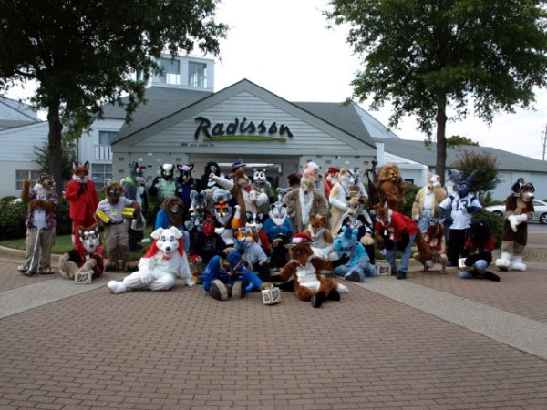 a bunch of furry folk outside the Huntsville Radisson