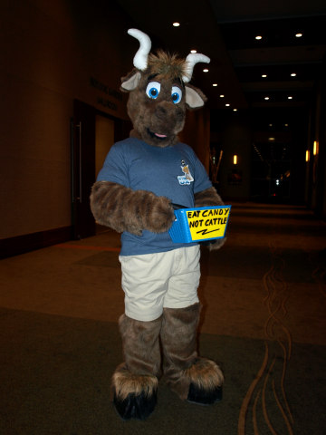 Orvan with empty candy bin.