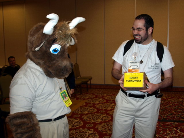 Eliezer holding a parcel